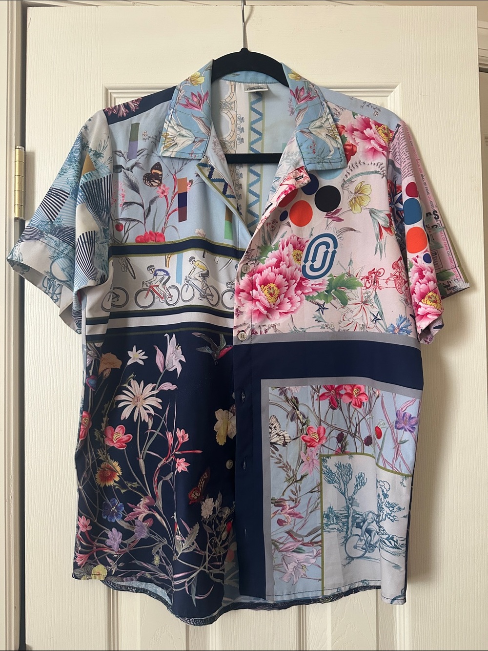 Lightweight Multicolor Floral Patchwork Button-Down Shirt
